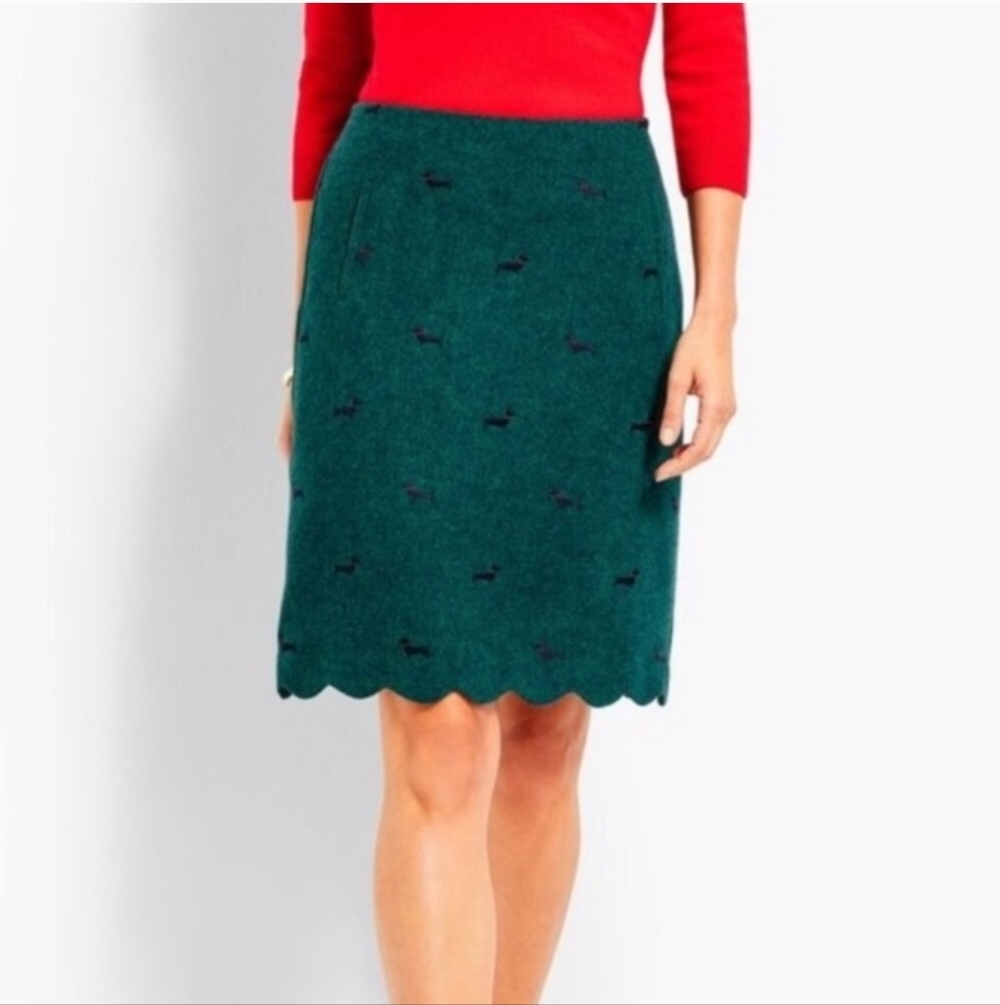 Talbots dachshund print herringbone wool skirt 6